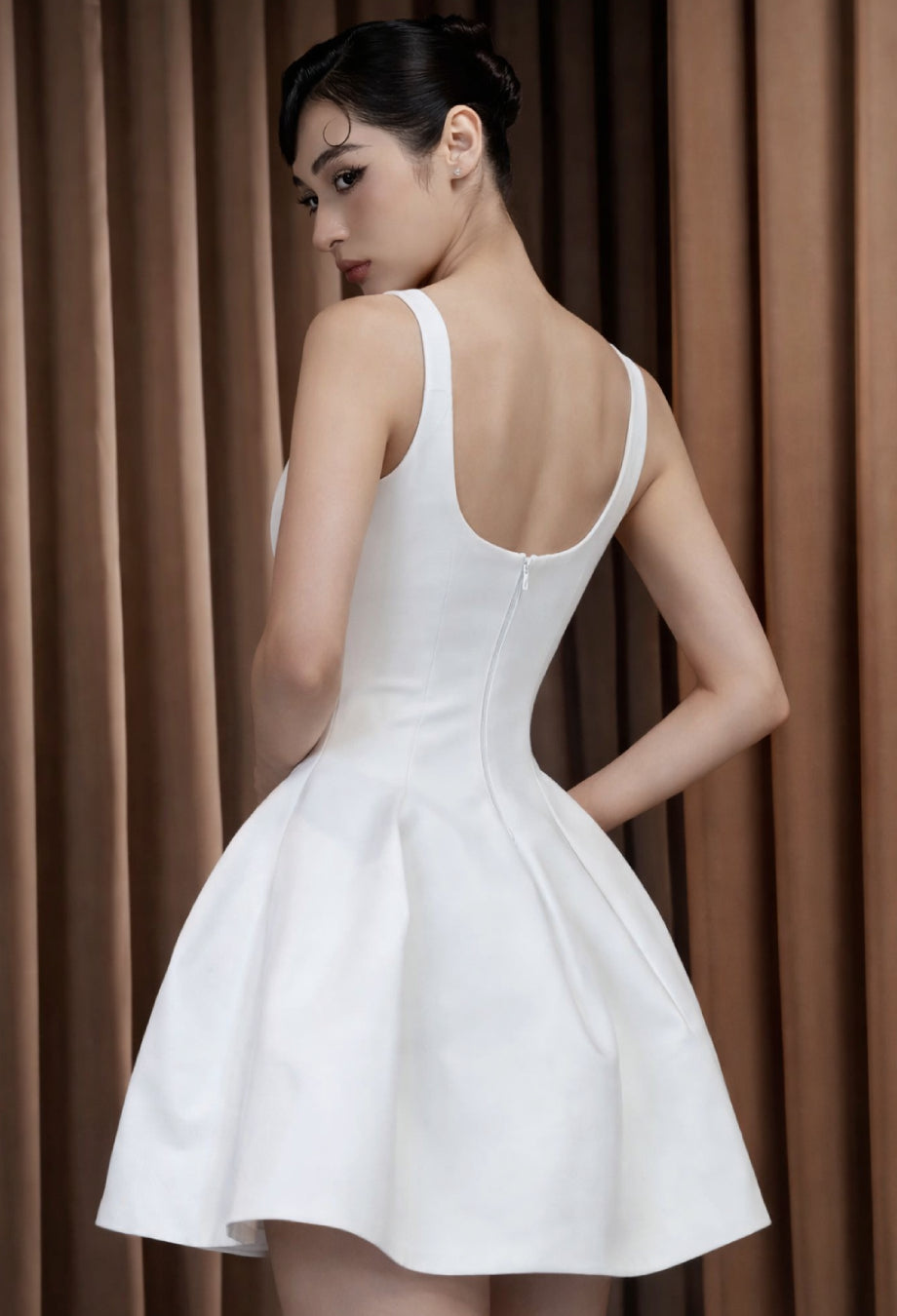 Claretta Pleated Mini Dress, summer dress for women, women summer dress, a white summer dress​