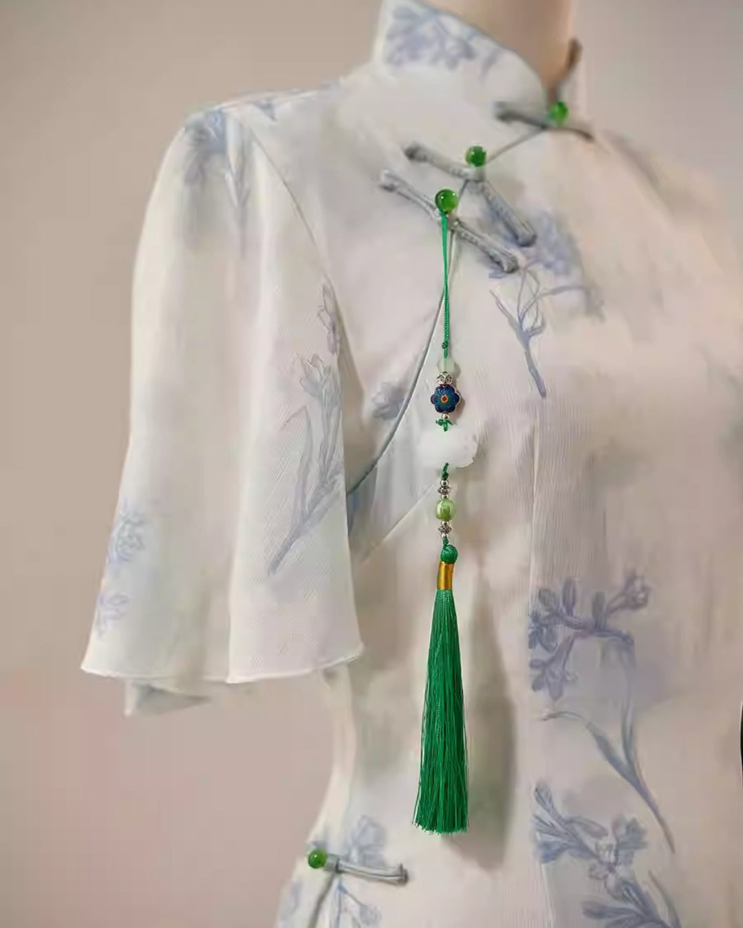 Coco Modernized Blue Floral Áo Dài Dress, Vietnamese Ao Dai Online