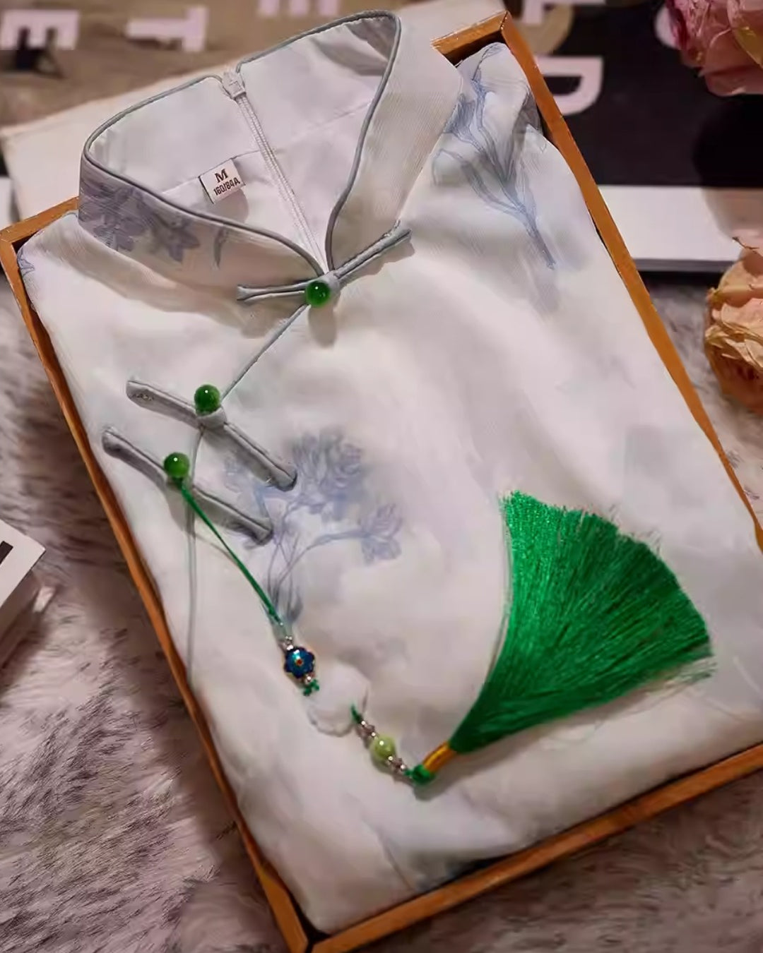 Coco Modernized Blue Floral Áo Dài Dress, Vietnamese Ao Dai Online