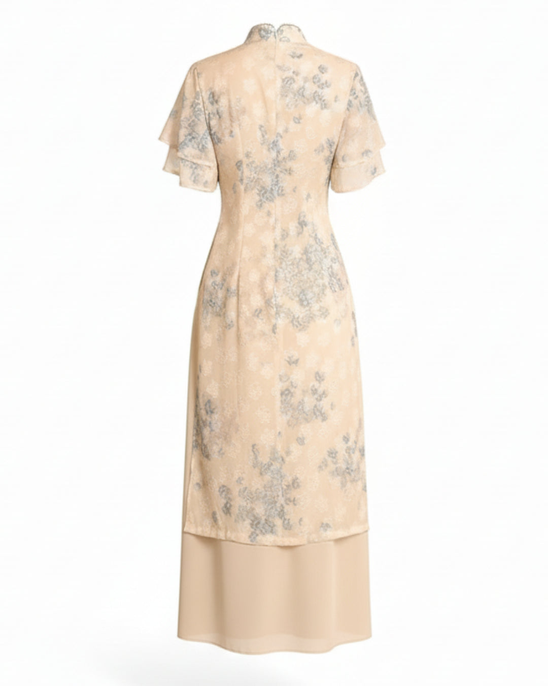 Coquette Modernized Áo Dài Dress, floral vietnamese dress, ao dai cach tan, ao dai canada