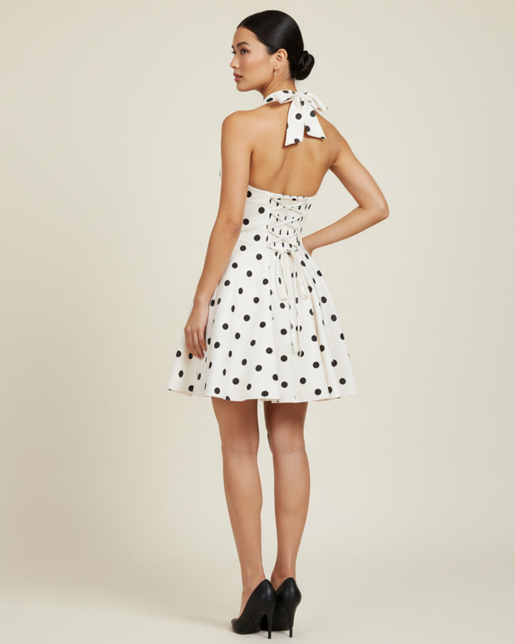 Cornelia Black and White Polka Dot Mini Dress, black and white polka dot dress, black polka dot dress, polka dot dress canada