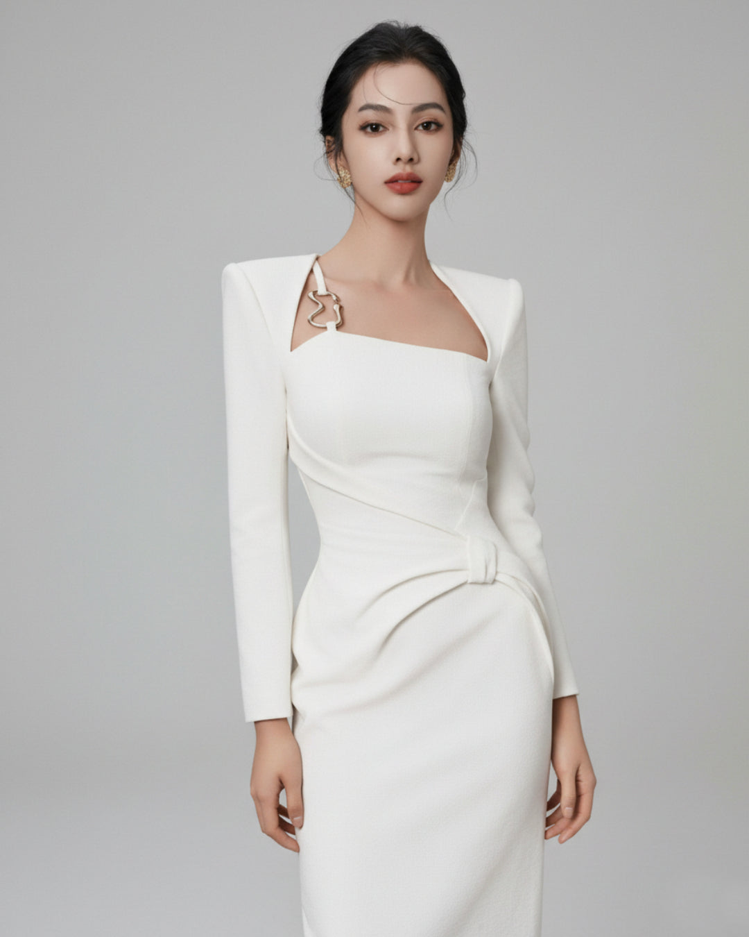 Courtney Ivory Midi Dress, Classy Office Wear, fashion nova office wear