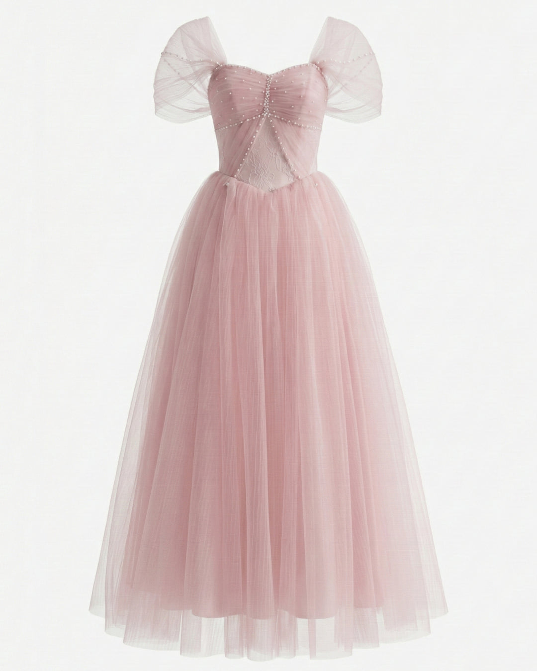 Pink Prom Gown - Dallas Mesh Maxi Dress in Blush Pink L Pink Prom Gown - Dallas Mesh Maxi Dress in Blush Pink L
