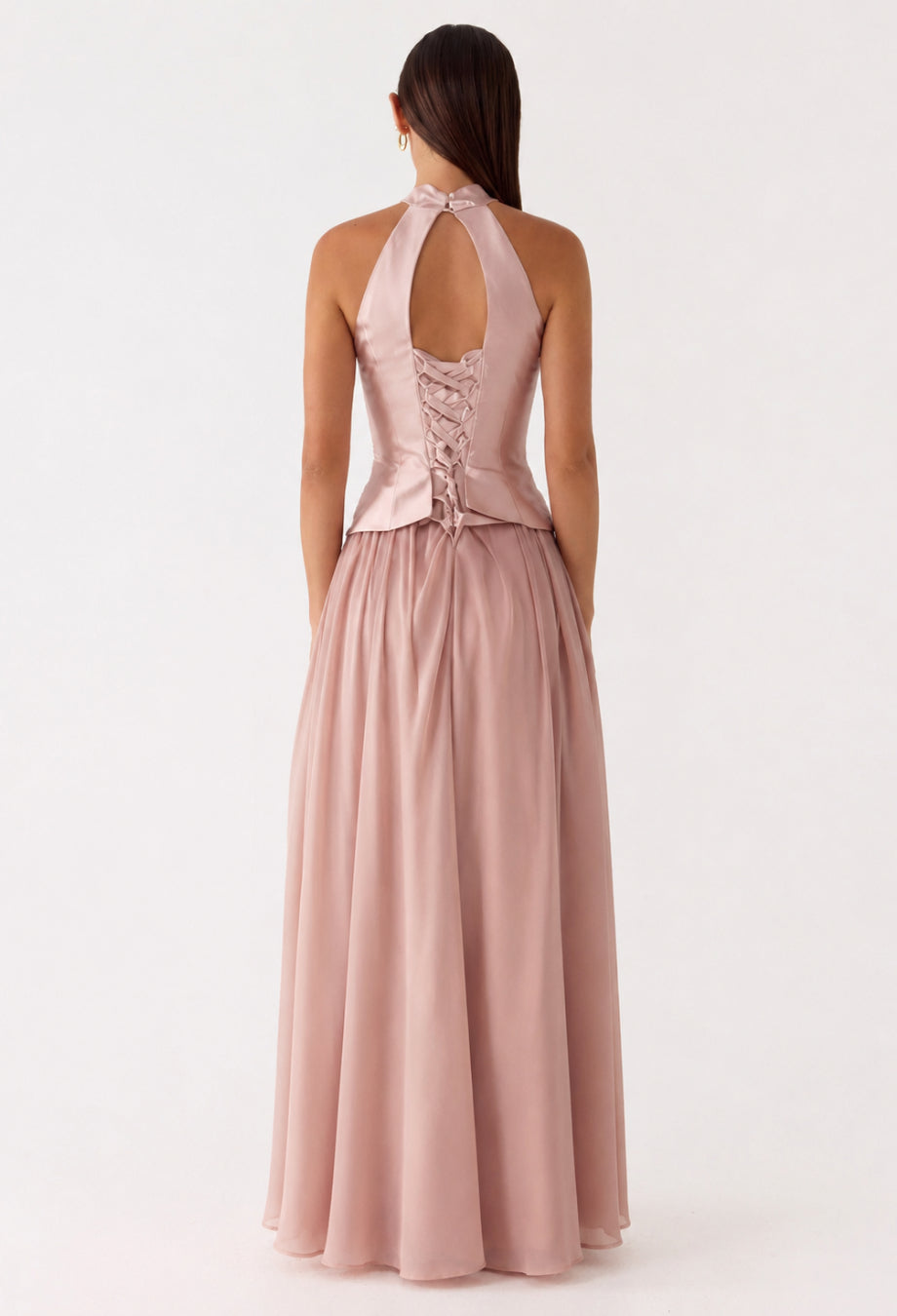 Darcee Pink Choker-Neck Sleeveless Maxi Dress, pink maxi dress for women, womens maxi dress pink​​