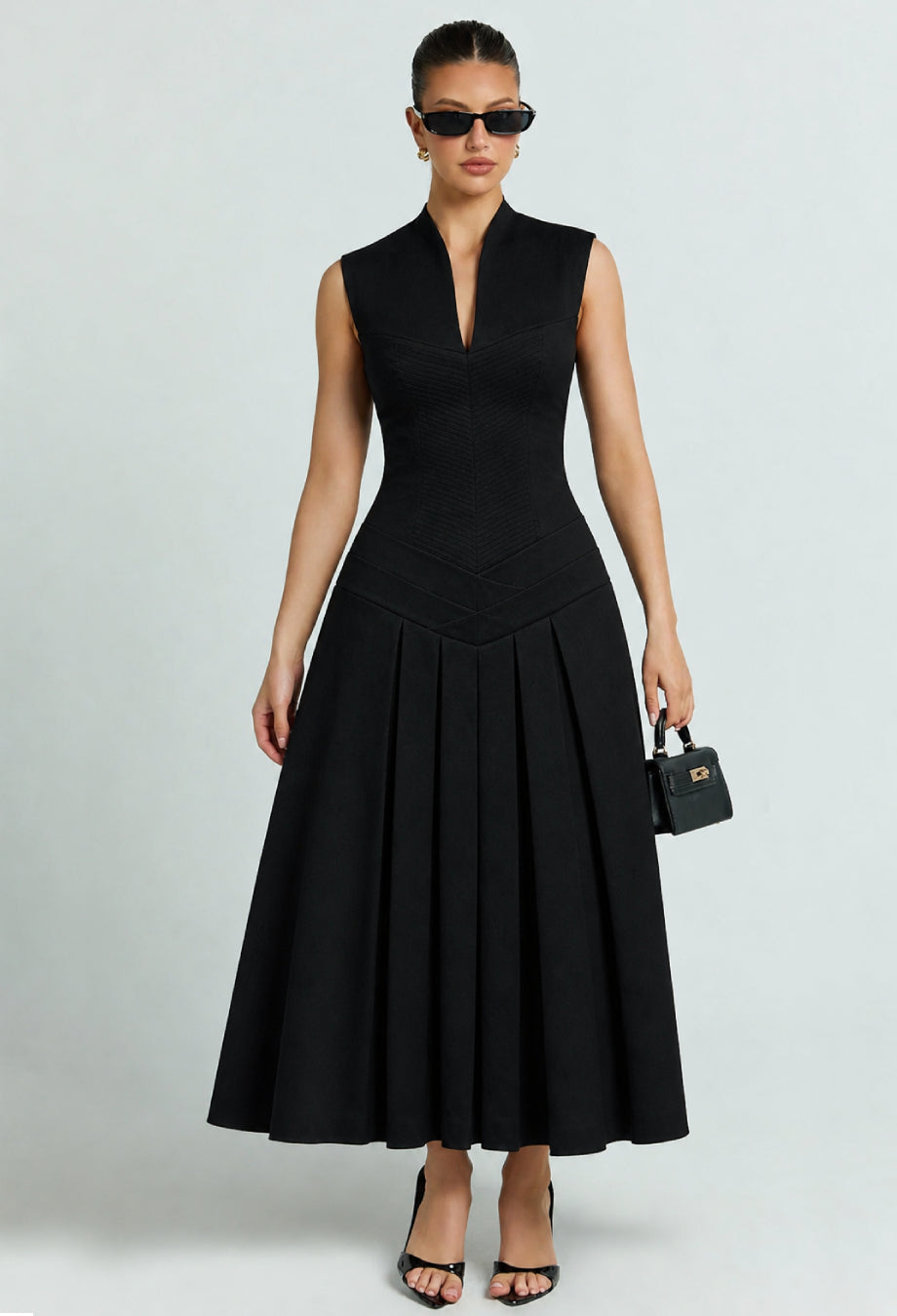 Debutante Black Backless Midi Dress, black tie dress