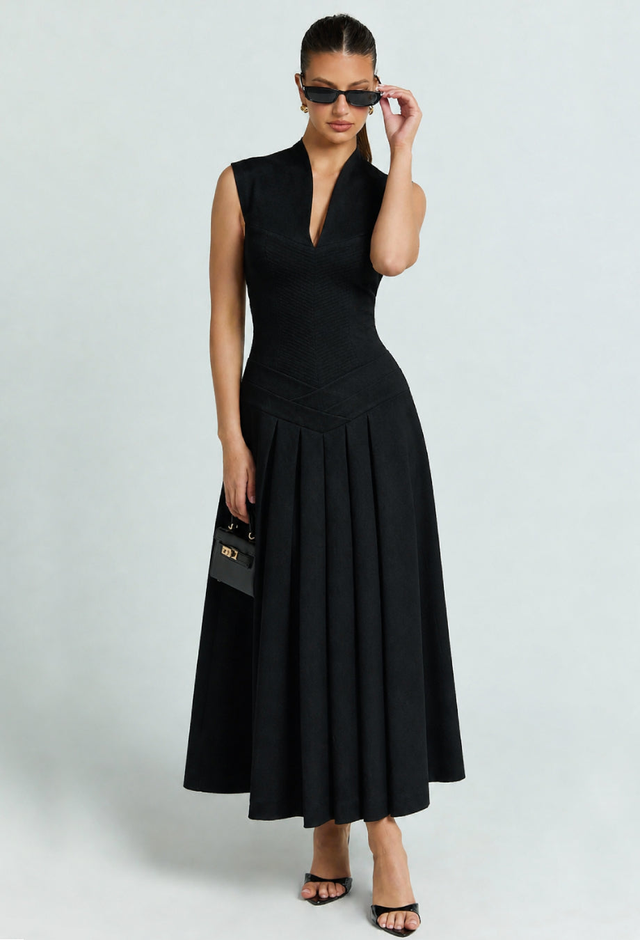 Debutante Black Backless Midi Dress