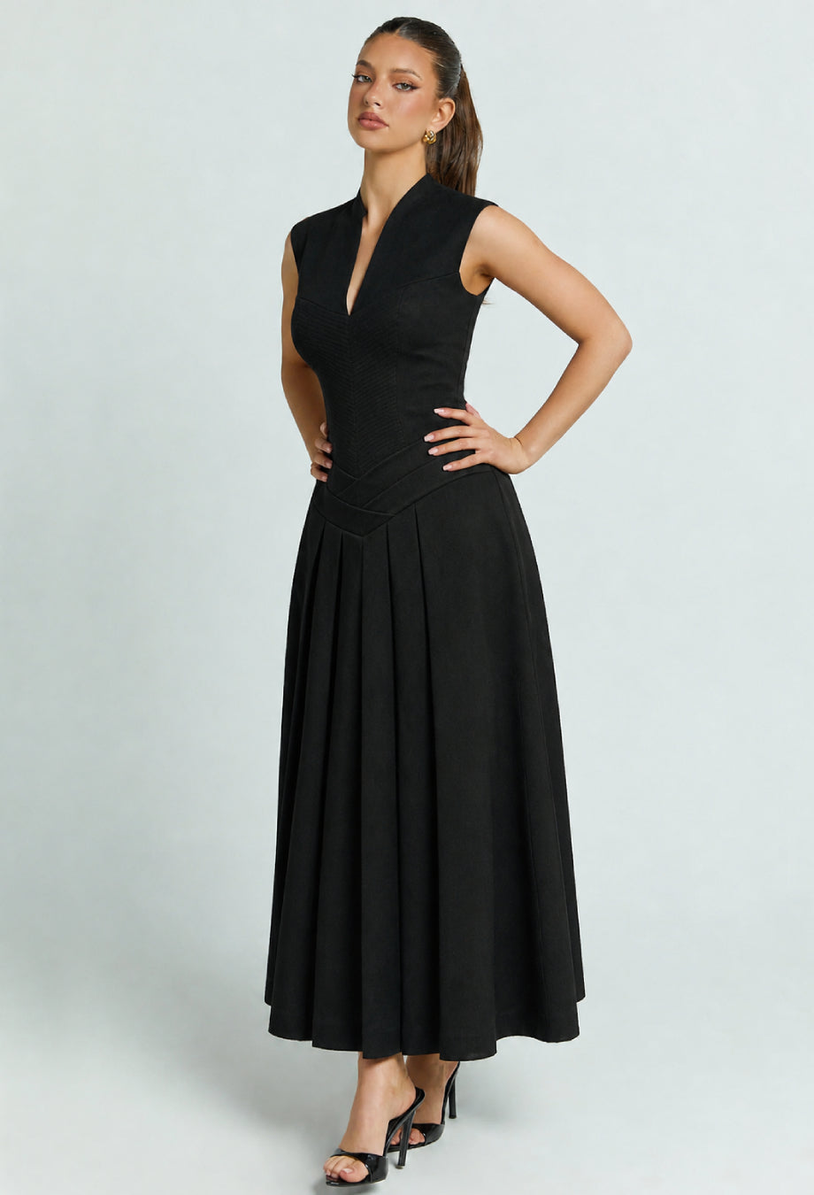 Debutante Black Backless Midi Dress, black dress near me