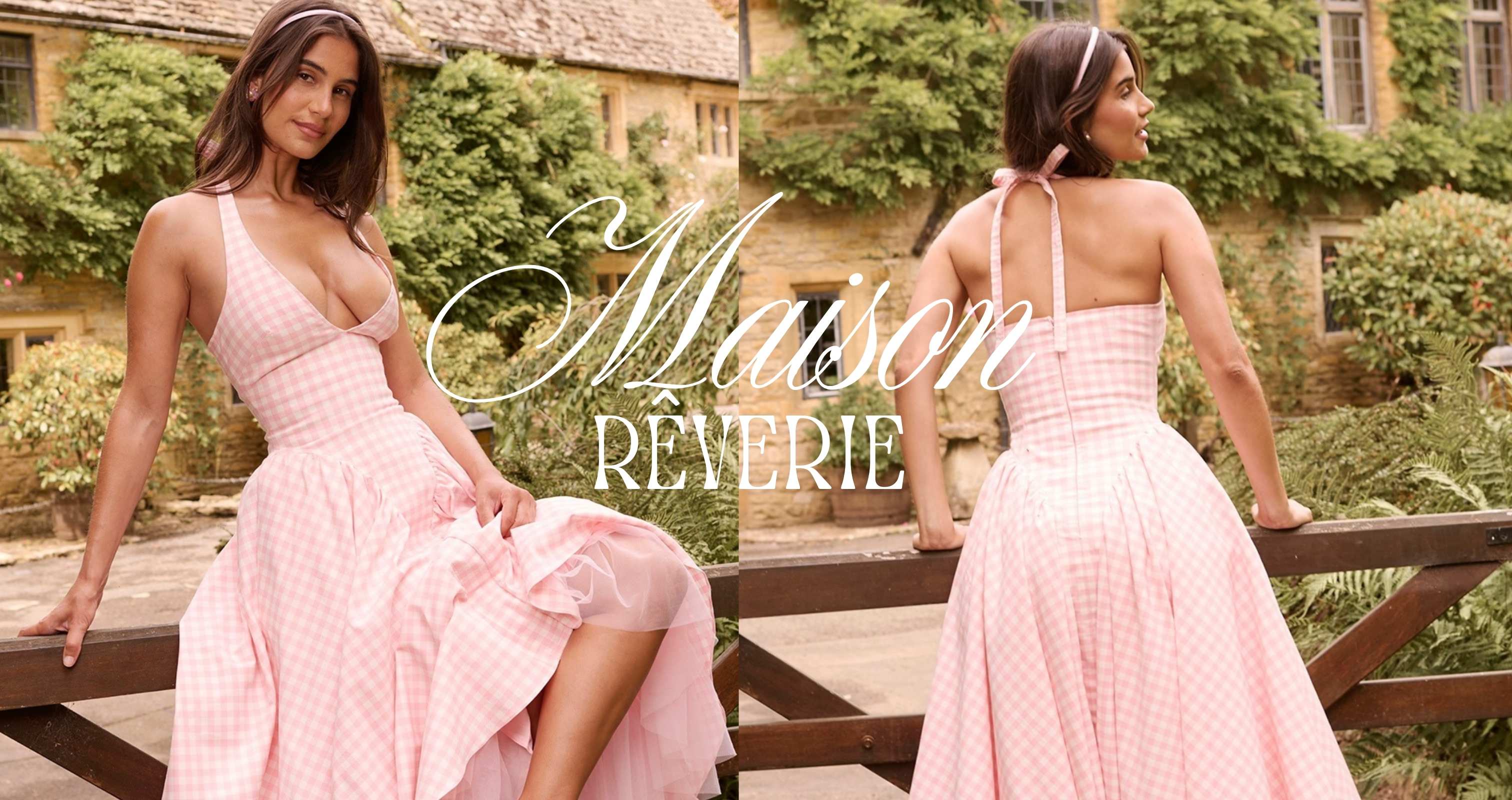 woman in pink midi dress for graduation - buy online at deesse blanche fashion website in canada.