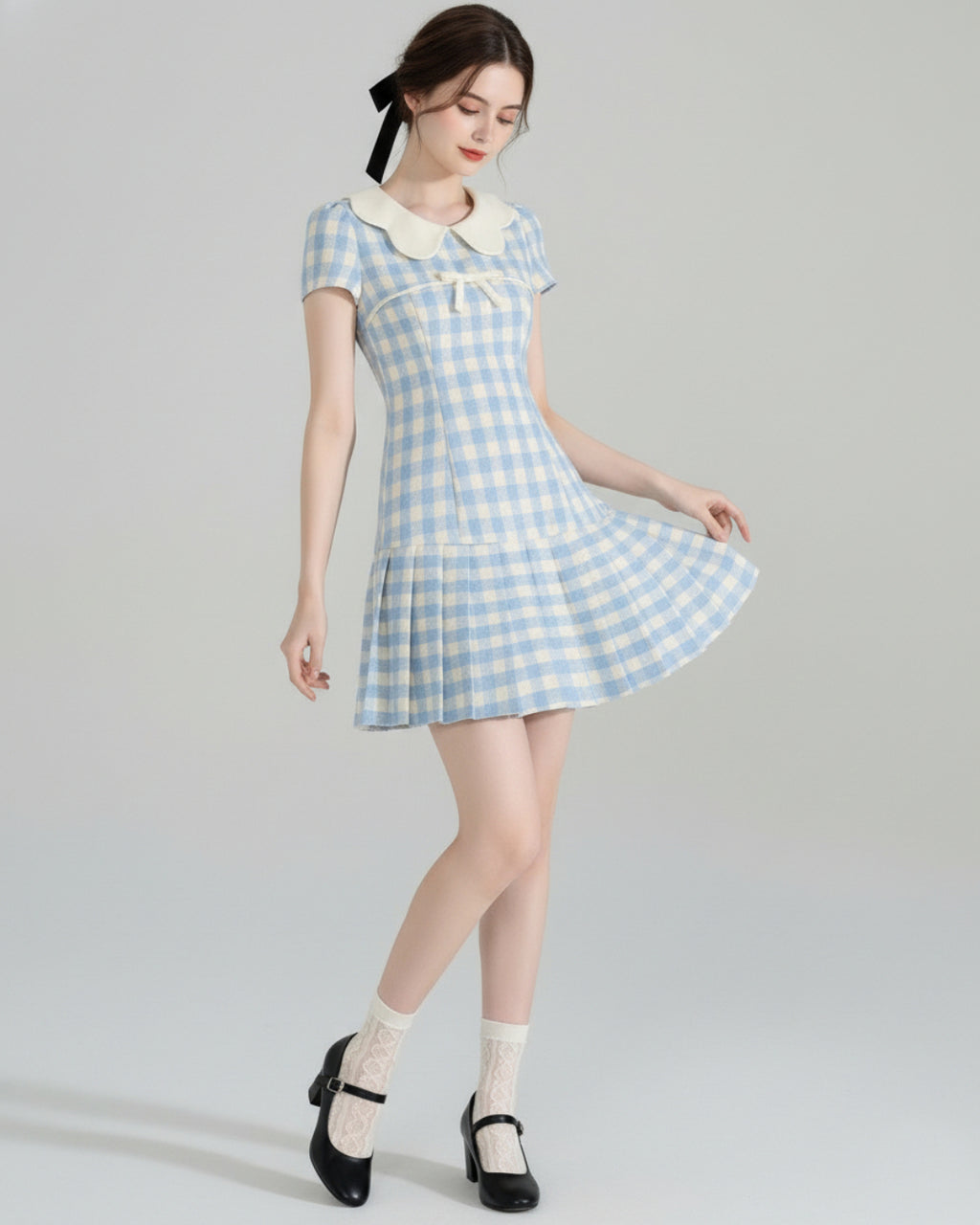 Doris Blue Gingham Mini Dress, gingham dress women, gingham mini dress, blue gingham dress
