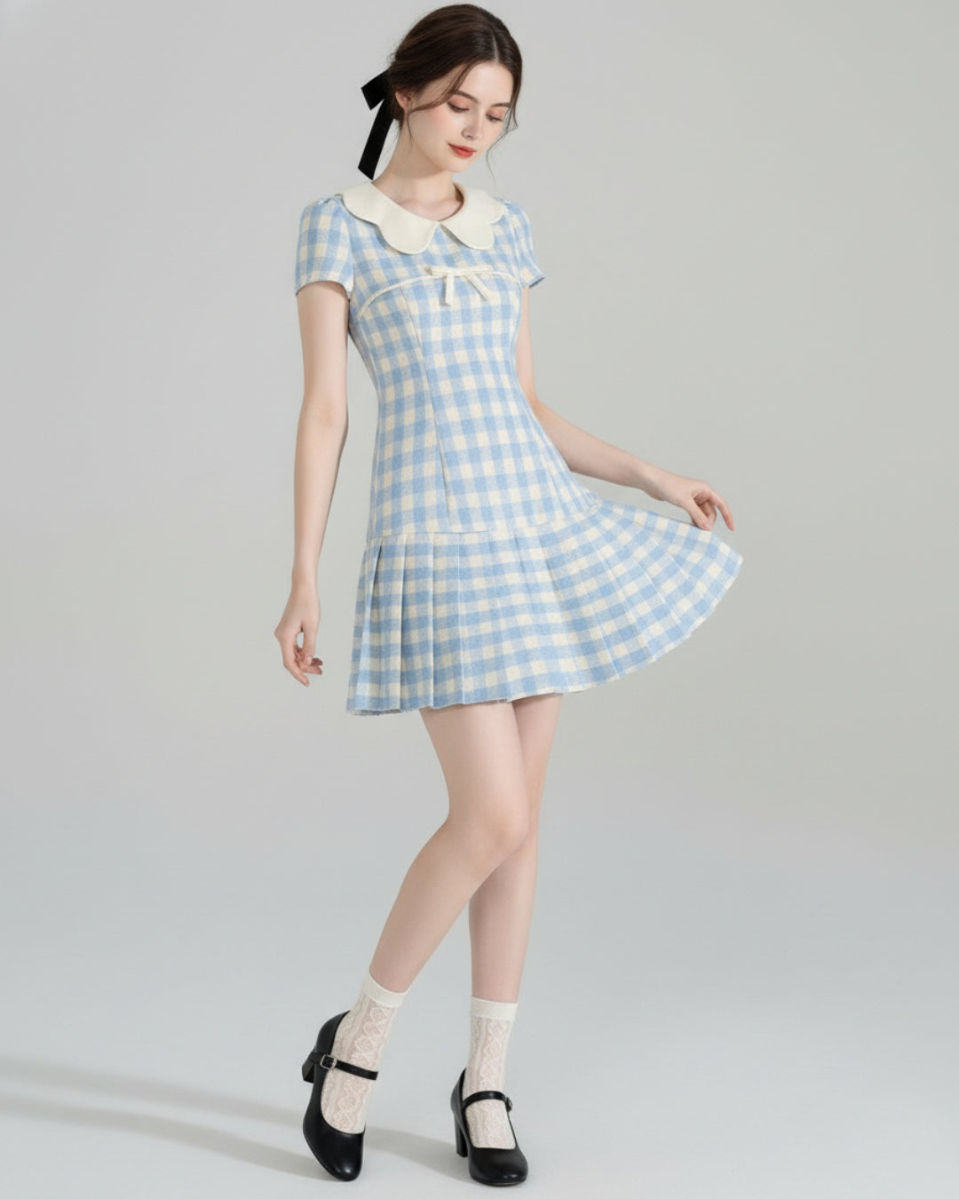 Doris Blue Gingham Mini Dress, gingham dress women, gingham mini dress, blue gingham dress