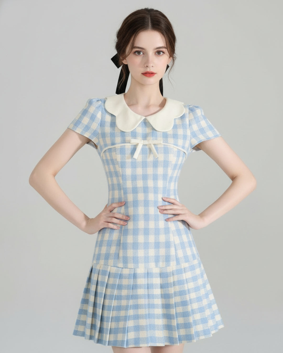 Doris Blue Gingham Mini Dress, gingham dress women, gingham mini dress, blue gingham dress