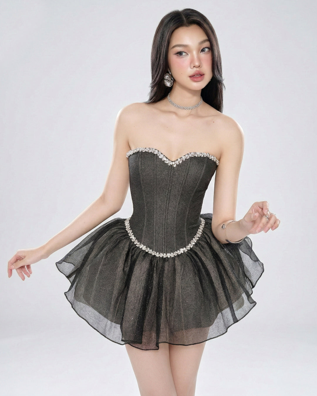 Dorothy Black Sparkle Mini Dress, vietnamese dress​, vietnamese designer dress, vietnamese dress haul online