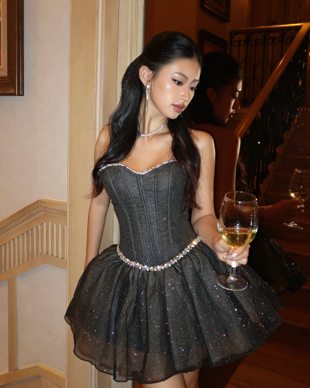 Dorothy Black Sparkle Mini Dress, mini party dress​, mini dress for party​, black mini dress party