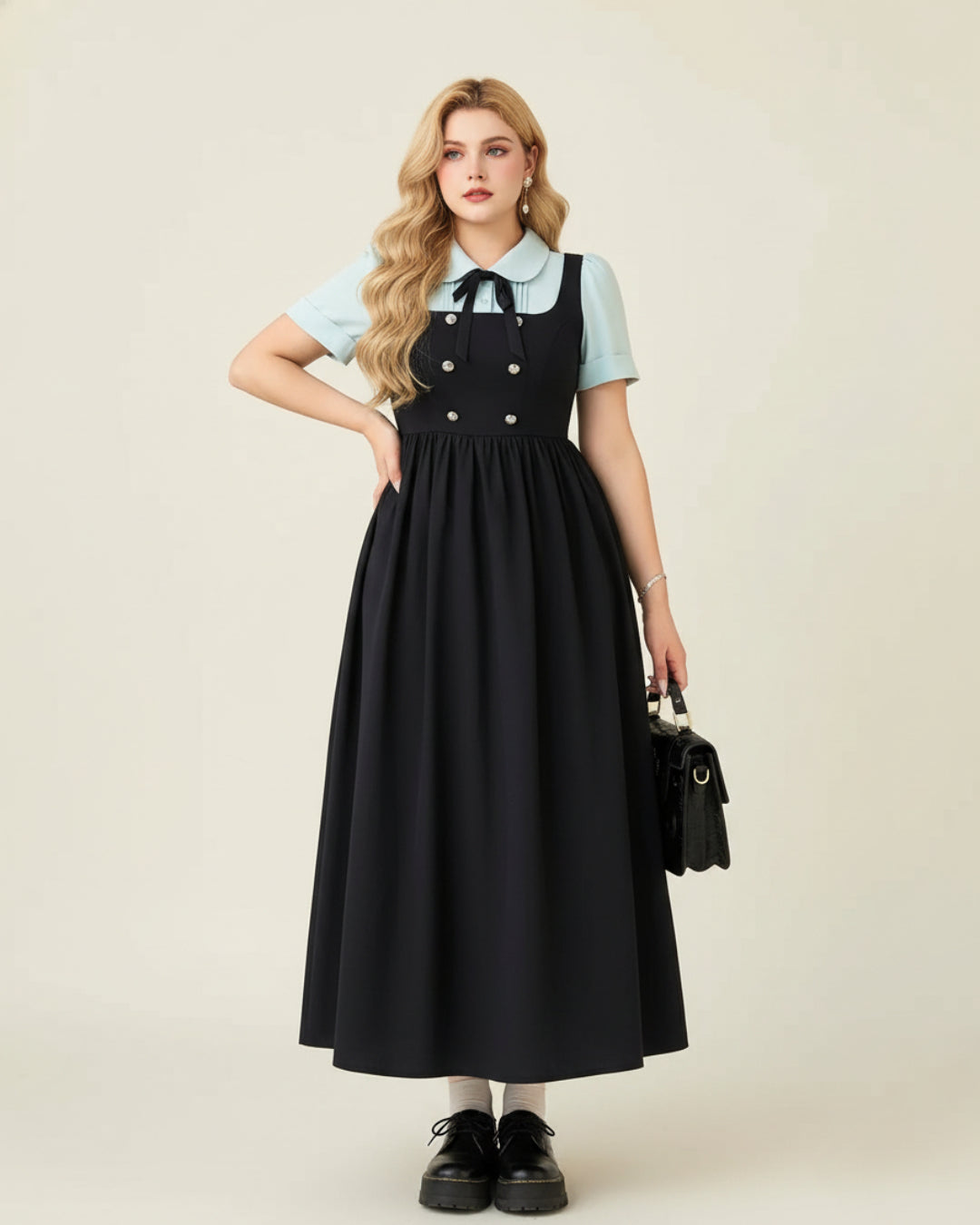 Elara Curve Midi Dress, Vietnamese Designer Dress Brand, old money dress​ plus size