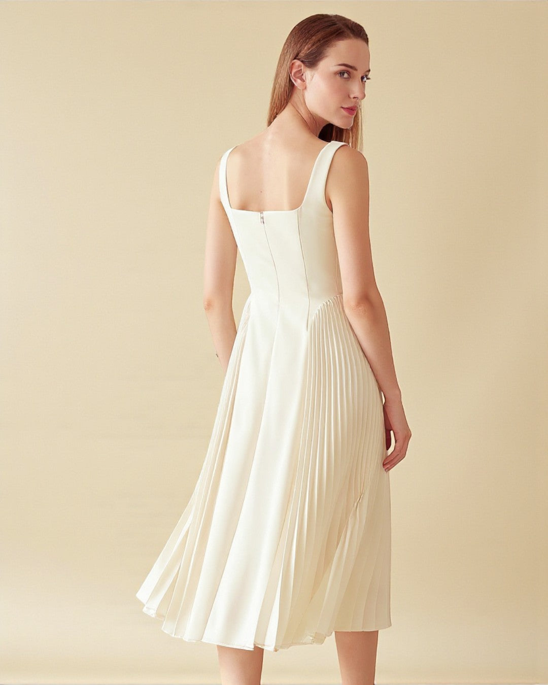 Elena Midi Dress - Beige