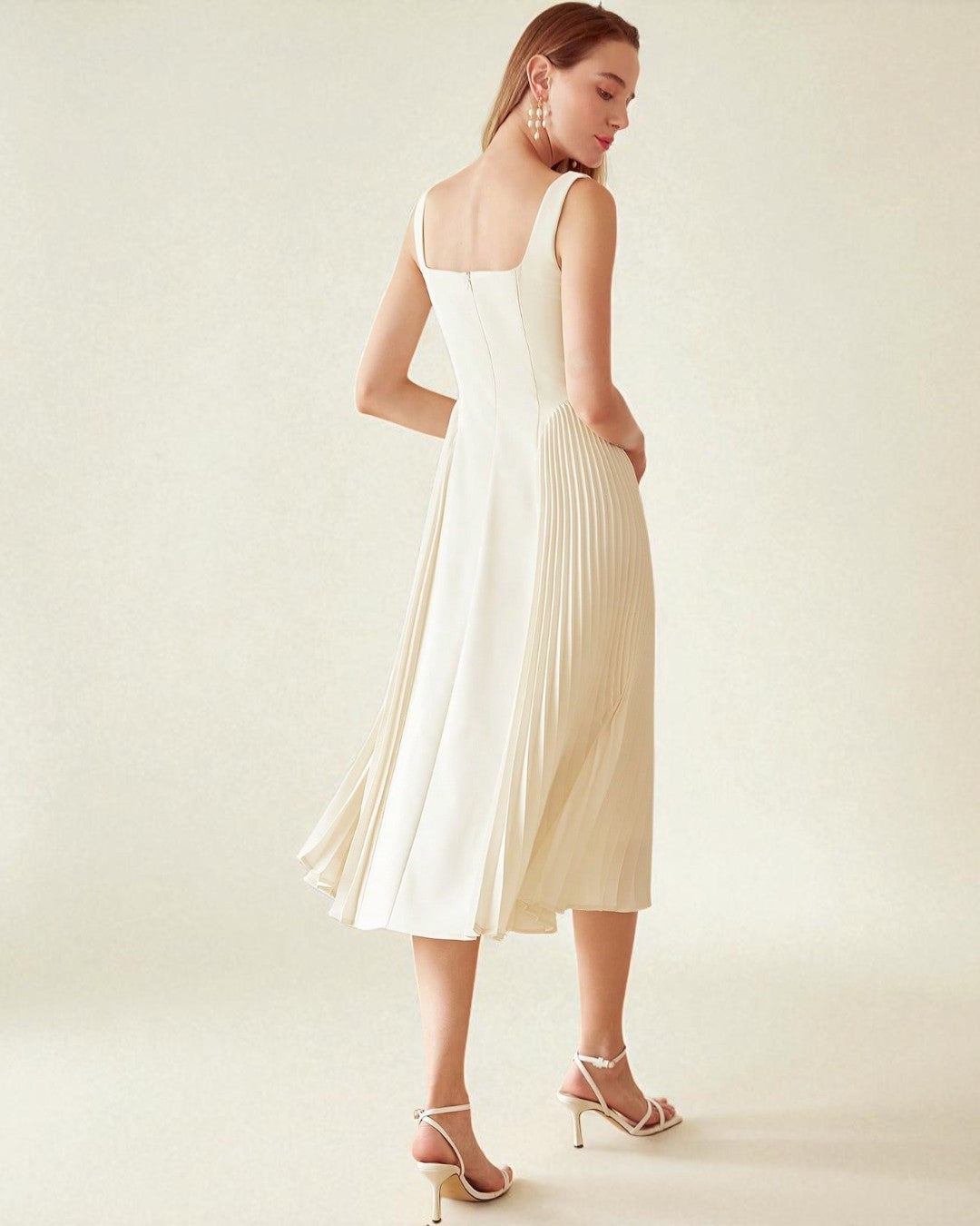 Elena Midi Dress - Beige