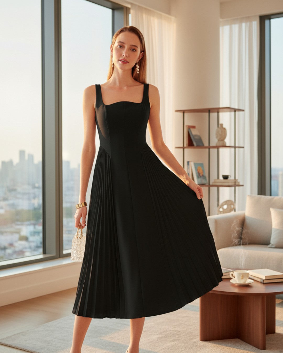 Elena Midi Dress - Black