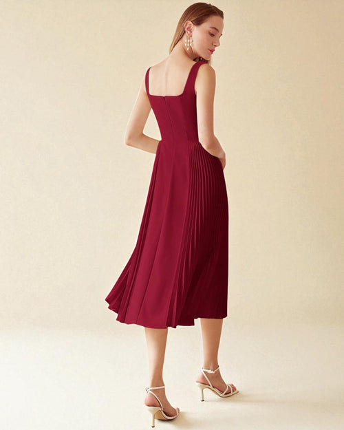 Elena Midi Dress - Burgundy