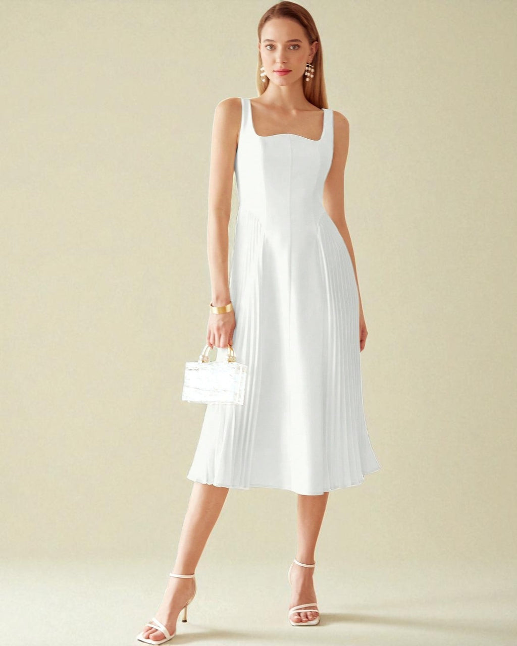 Elena Midi Dress - White