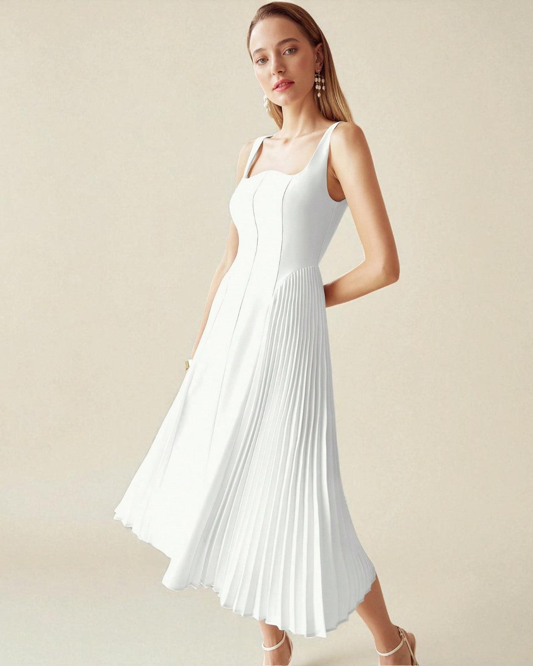 Elena Midi Dress - White
