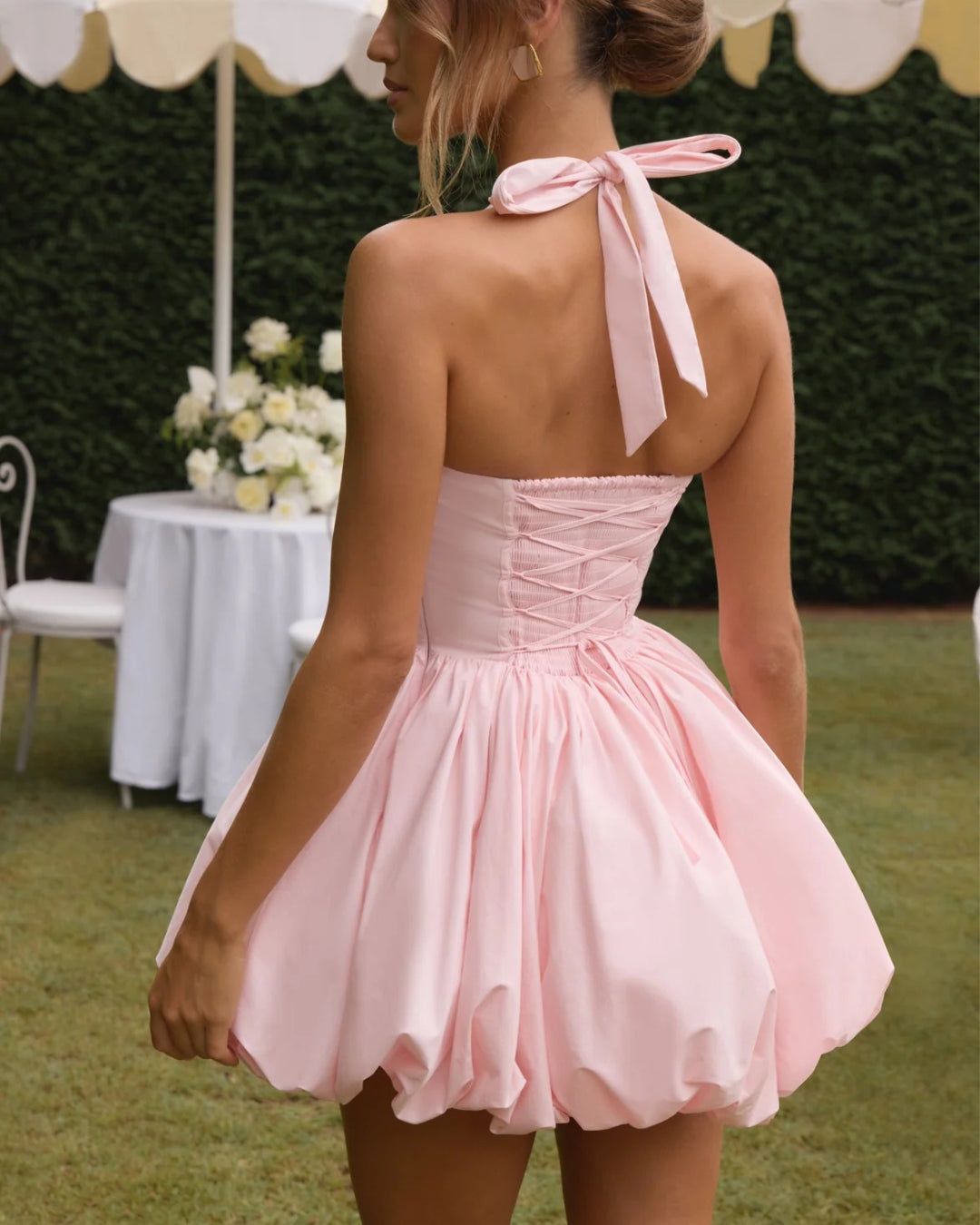 Eliana Bubble Mini Dress - Blush Pink
