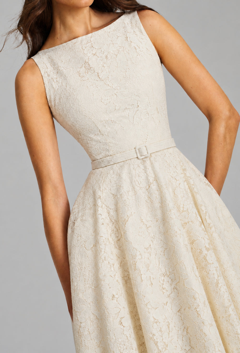 Ellis Cream Floral Lace Midi Dress, midi lace dress, lace midi dress for women​