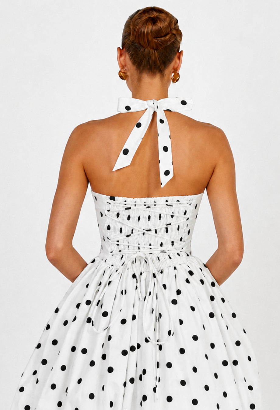 Eloise White Polka Dot Mini Dress, white dress bubble​, white bubble dress​, ladies bubble dress​