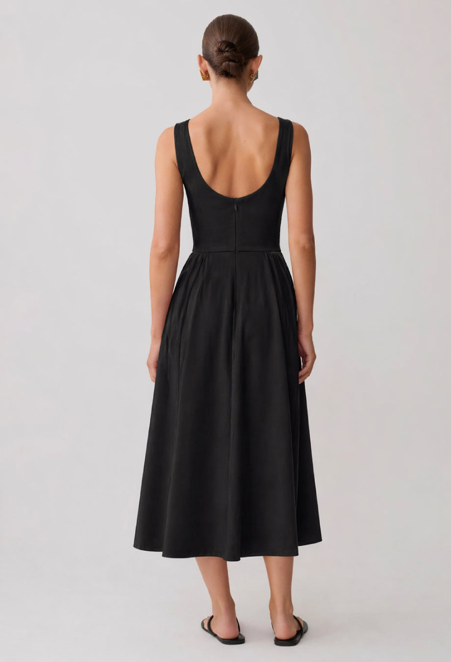 Emerson Black Midi Dress with Pockets, dress with pockets, midi dress with pockets​, formal dress with pockets​