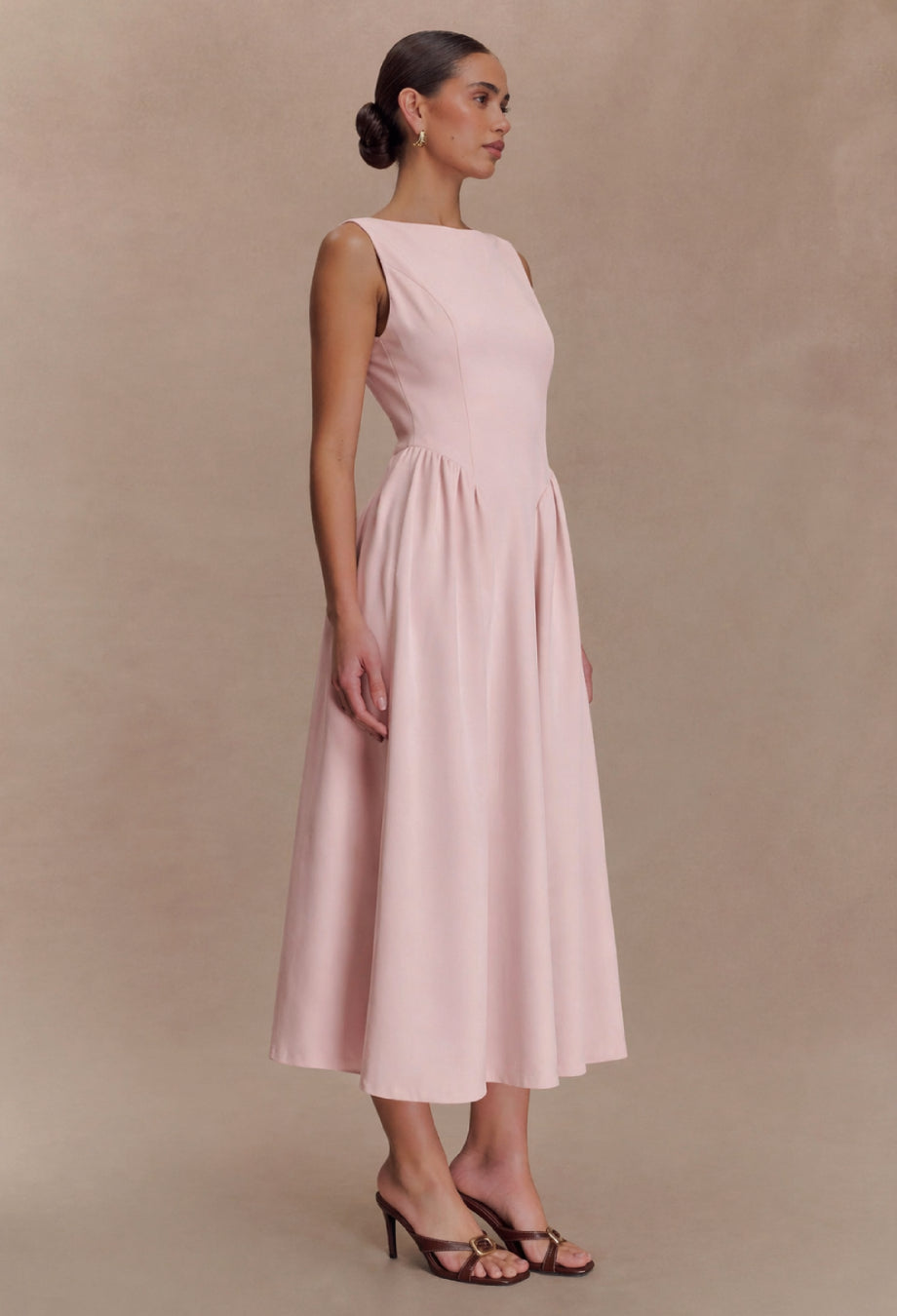 Emerson Dusty Pink Midi Dress with Pockets, pink dress for women, pink formal dress​, pink graduation dress​