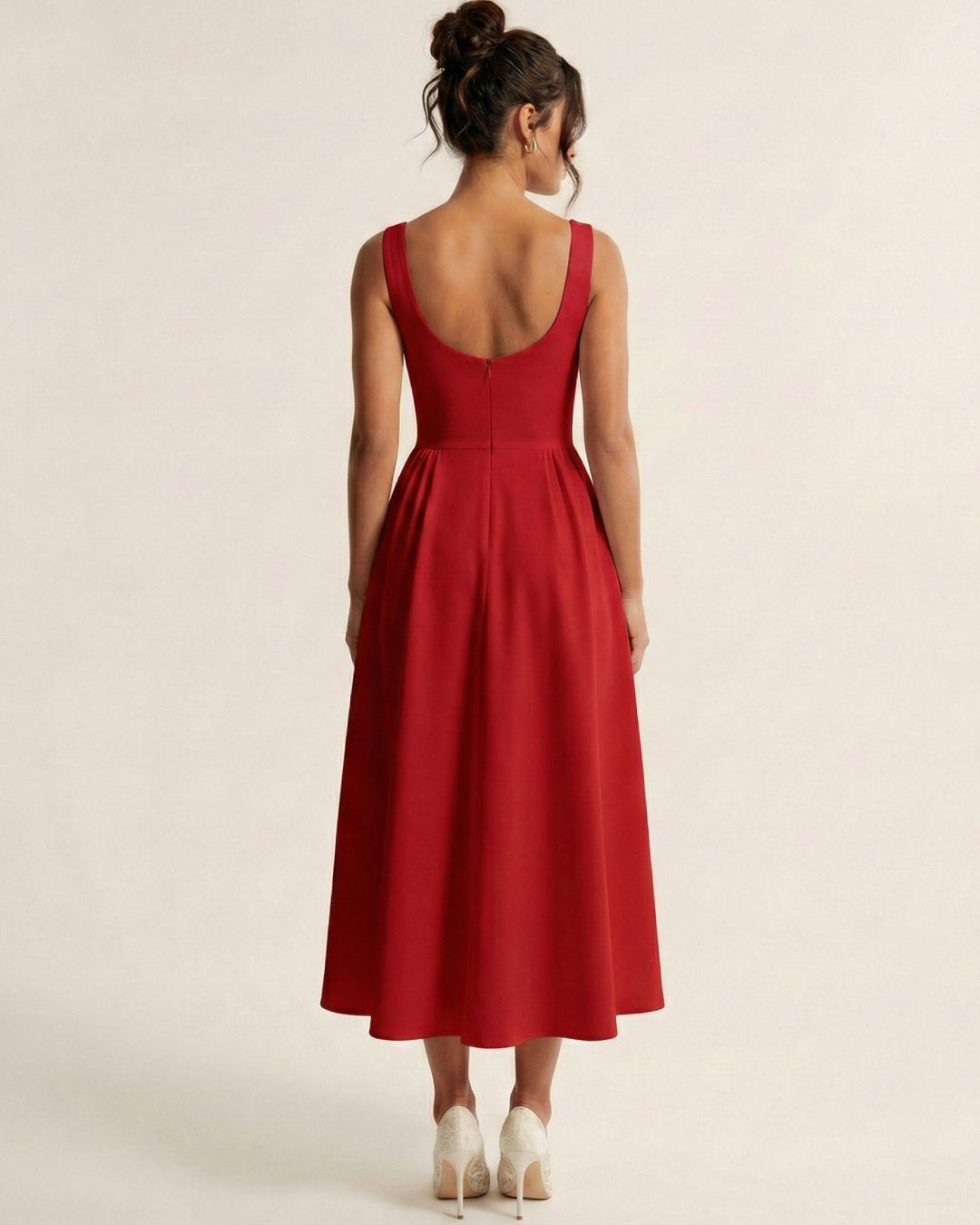 Emerson Red Midi Dress with Pockets, red dress near me​, red summer dress​