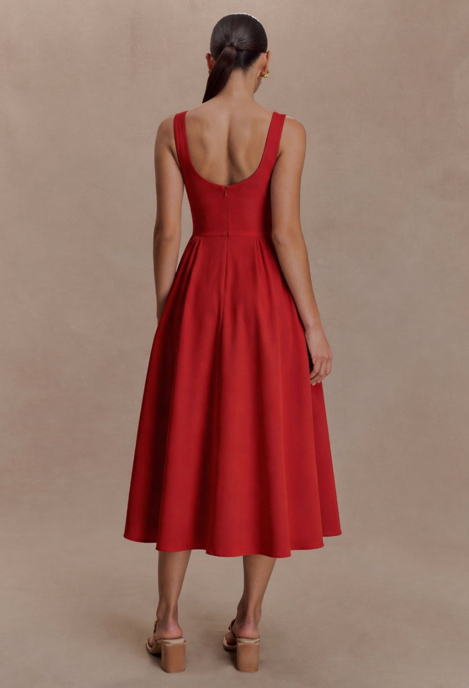 Emerson Red Midi Dress with Pockets, red dress near me​, red summer dress​