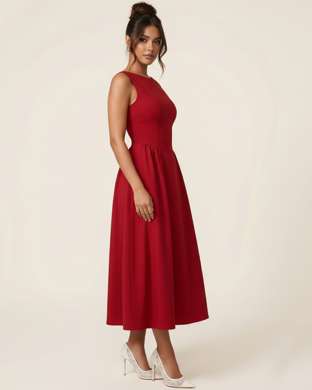 Emerson Red Midi Dress with Pockets, red dress near me​, red summer dress​