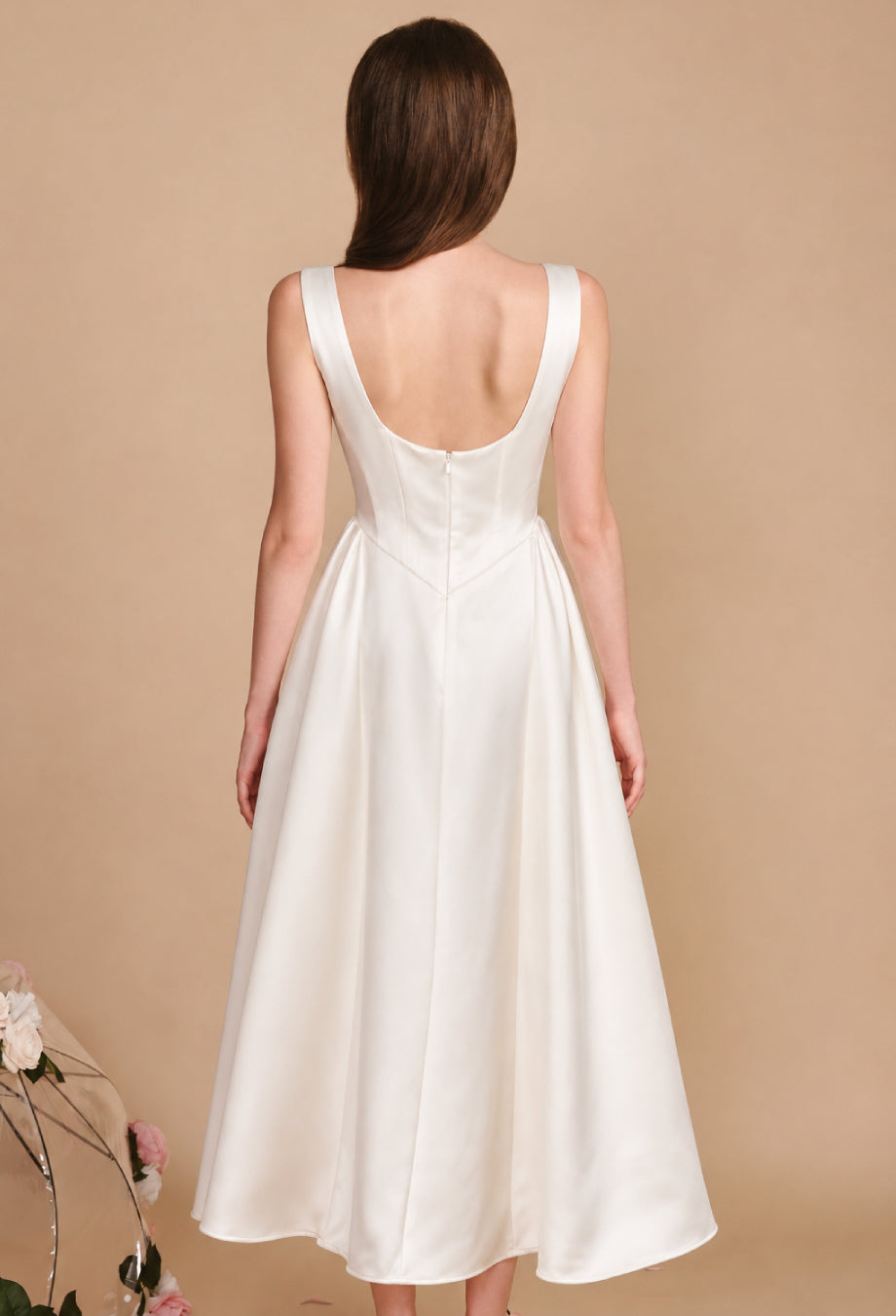 Emerson Ivory Midi Dress, tea length bridal dress​, wedding dress tea length​