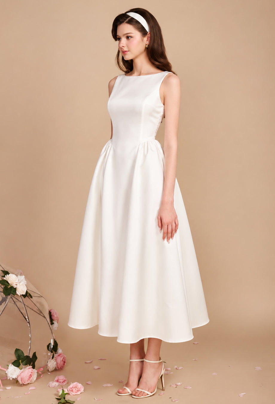 Emerson Ivory Midi Dress, white dress graduation​, white dress for graduation