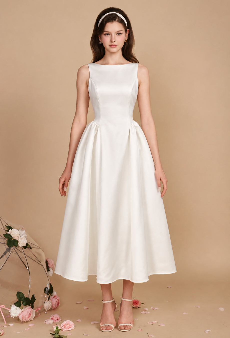Emerson Ivory Midi Dress, white dress graduation​, white dress for graduation
