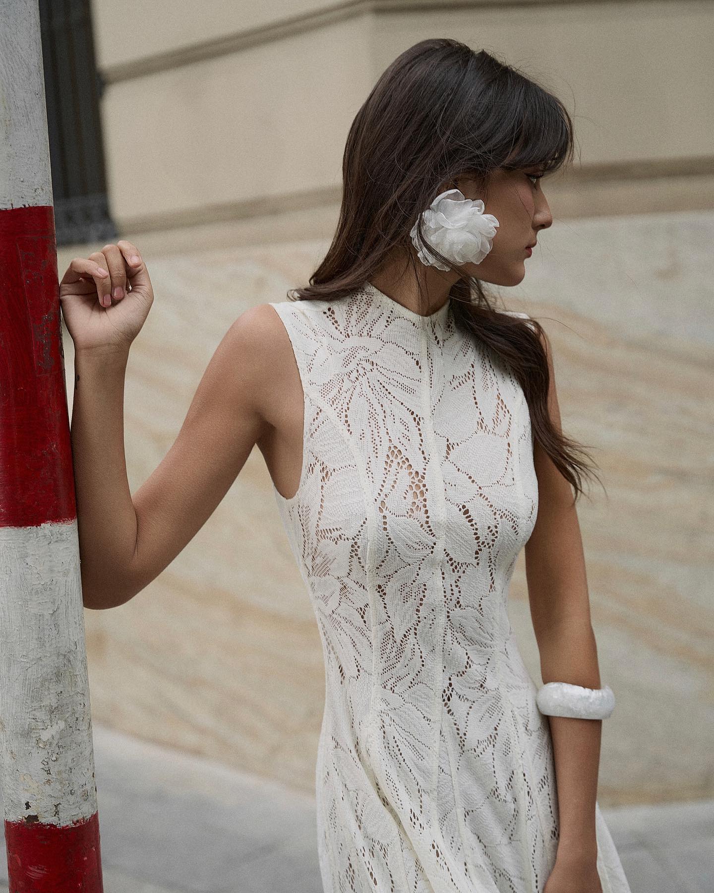 Emery Lace Midi Dress in Ivory - Vintage Lace Dress for Women M Emery Lace Midi Dress in Ivory - Vintage Lace Dress for Women M