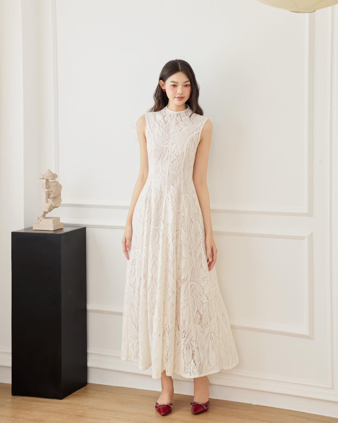 vintage lace midi dress Baltic Born Womens Clarisa Lace Midi Dress | Vintage Cream