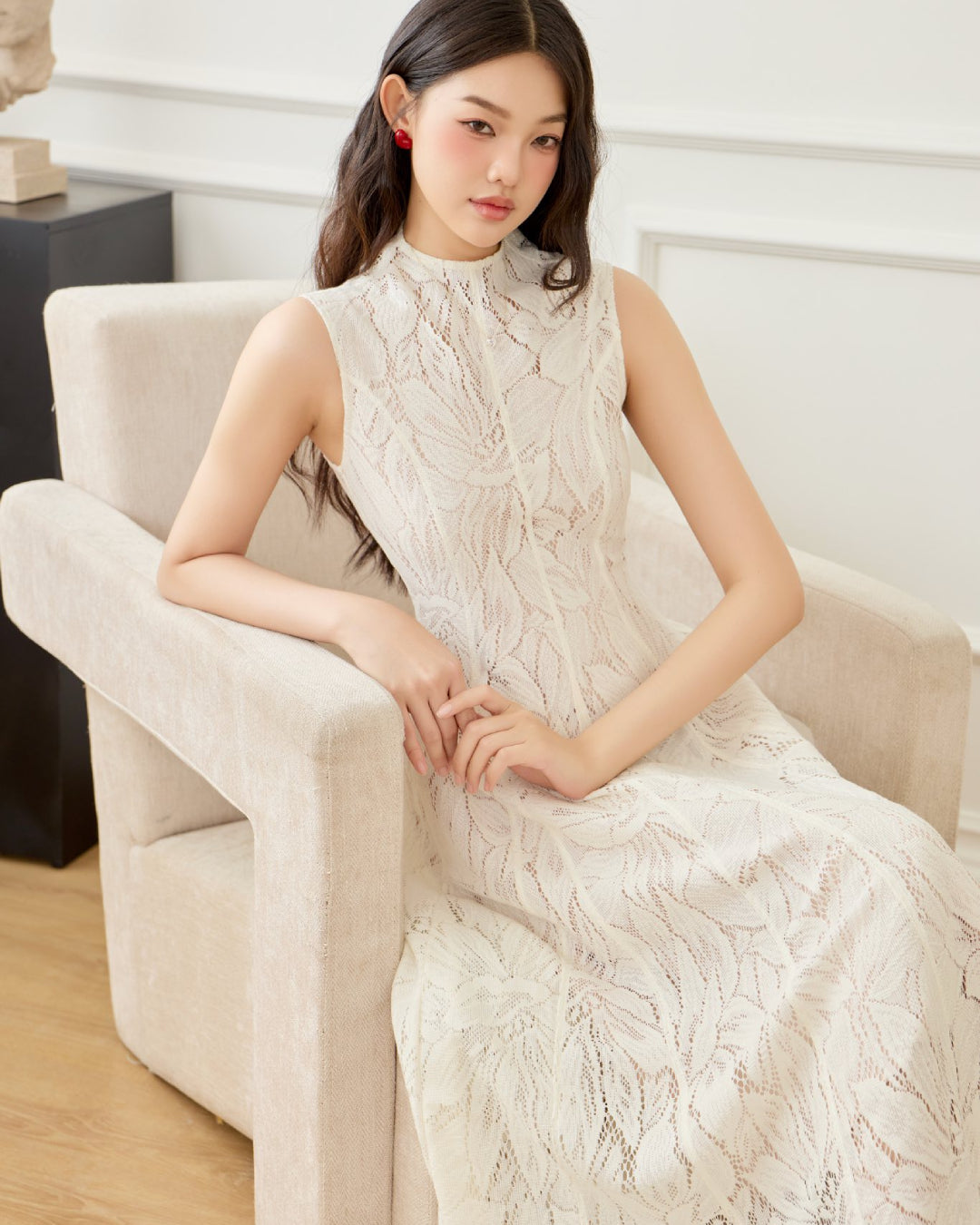 Emery Lace Midi Dress - Ivory