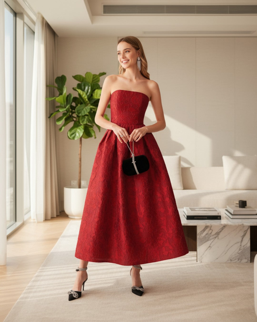 Emilia Midi Dress - Burgundy