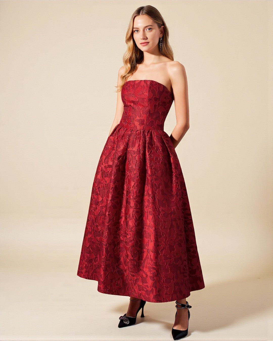 Emilia Midi Dress - Red