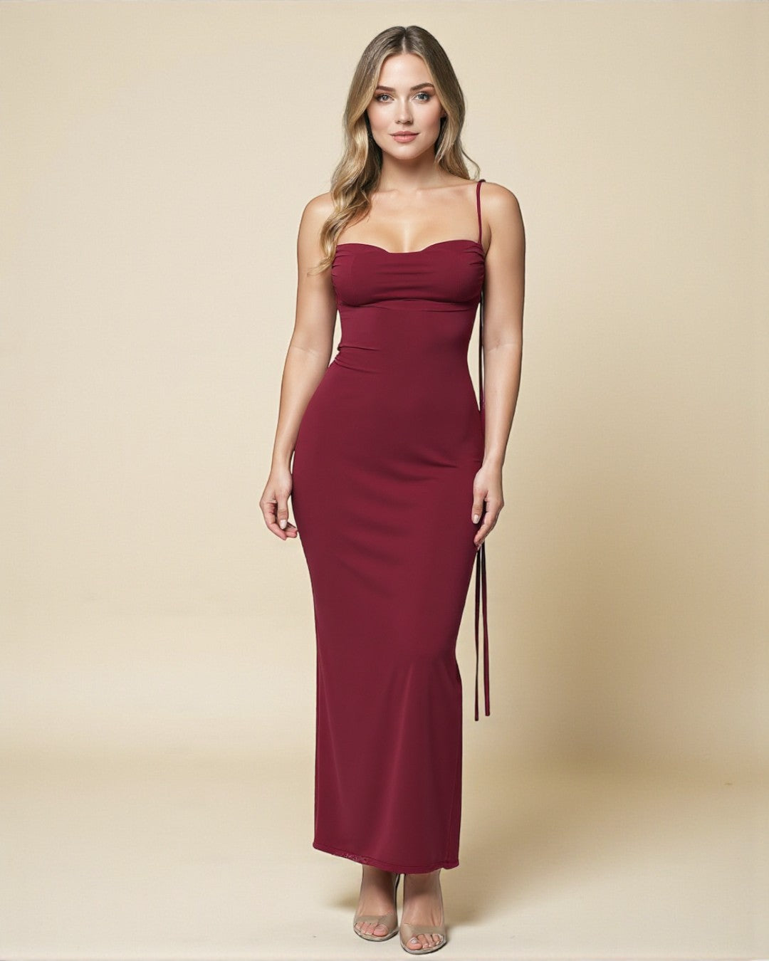 Emily Burgundy Maxi Dress