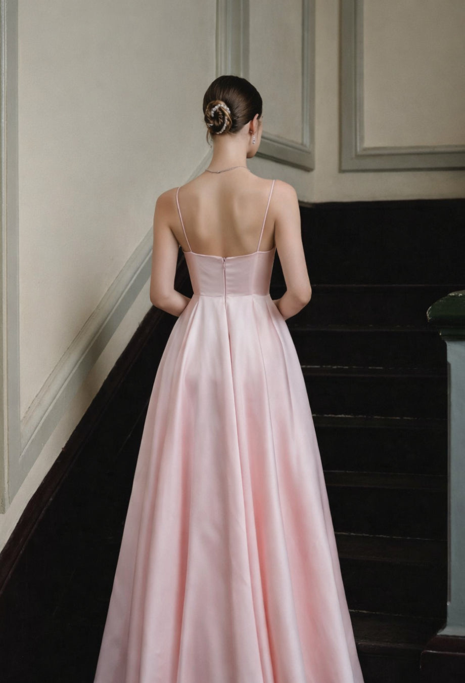 Emrielle Pink Satin Maxi Dress, emrielle maxi dress, women prom dress. prom dress for ladies