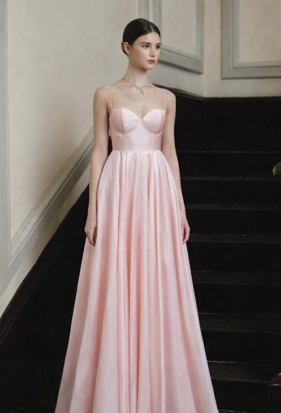 Emrielle Pink Satin Maxi Dress, emrielle maxi dress, women prom dress. prom dress for ladies