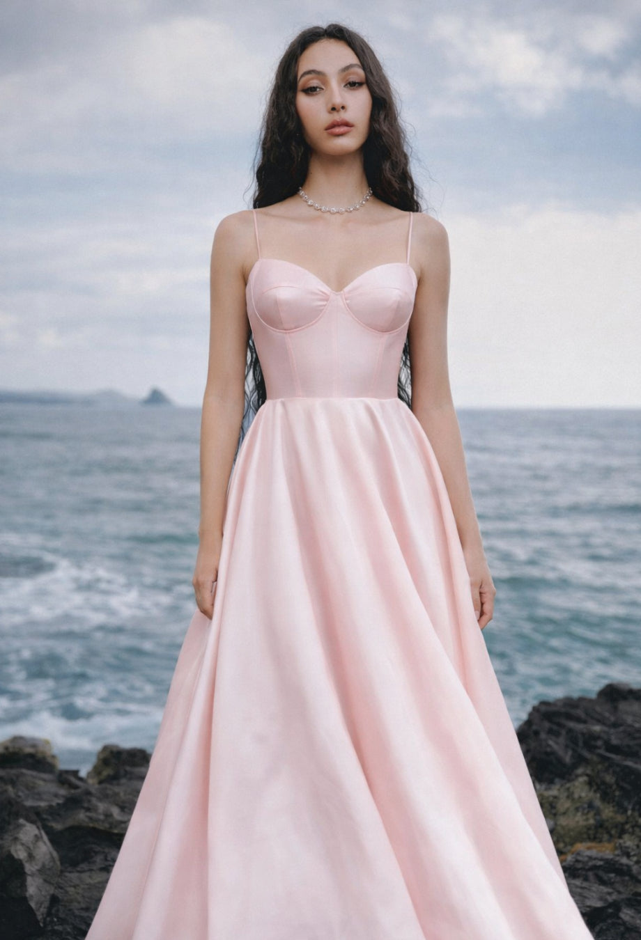Emrielle Pink Satin Maxi Dress, prom dress pink, baby pink prom dress​, sherri hill pink prom dress, pink dress prom
