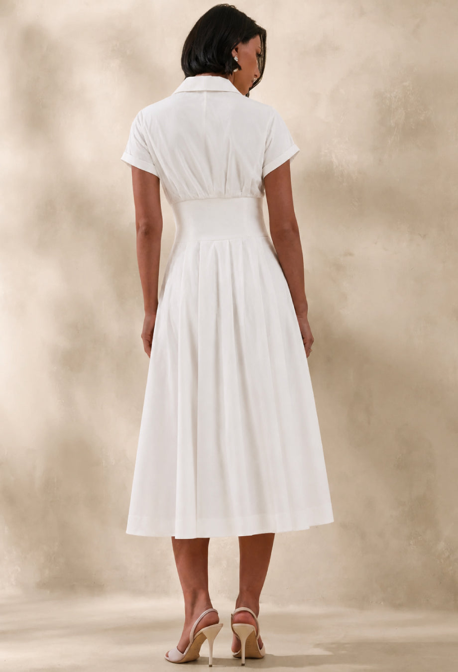 Farlow White Cotton Midi Dress, ladies white cotton dress​, cotton white dress​, long white cotton dress