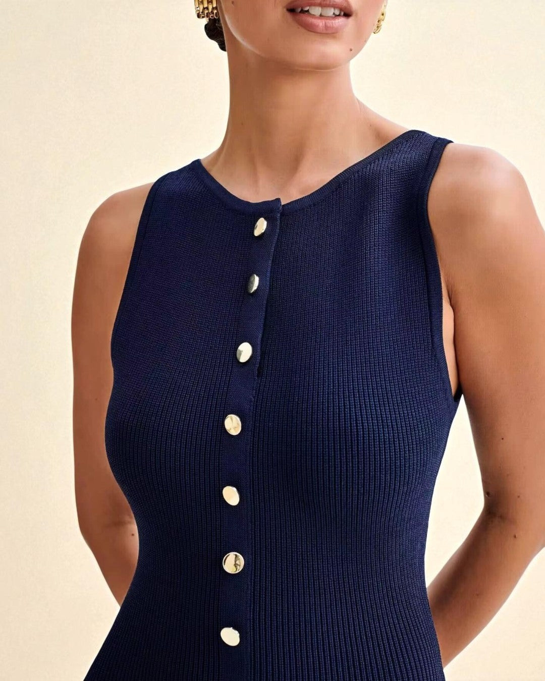 Fitted Stretch Button-Down Midi Dress, midi dress​, navy blue midi dress​, dress midi summer​, dress for office women​, office dress​, office dresses for women​, summer office dresses