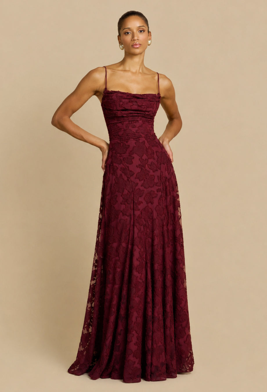 Francis Maxi Dress in Burgundy – Elegant Gown