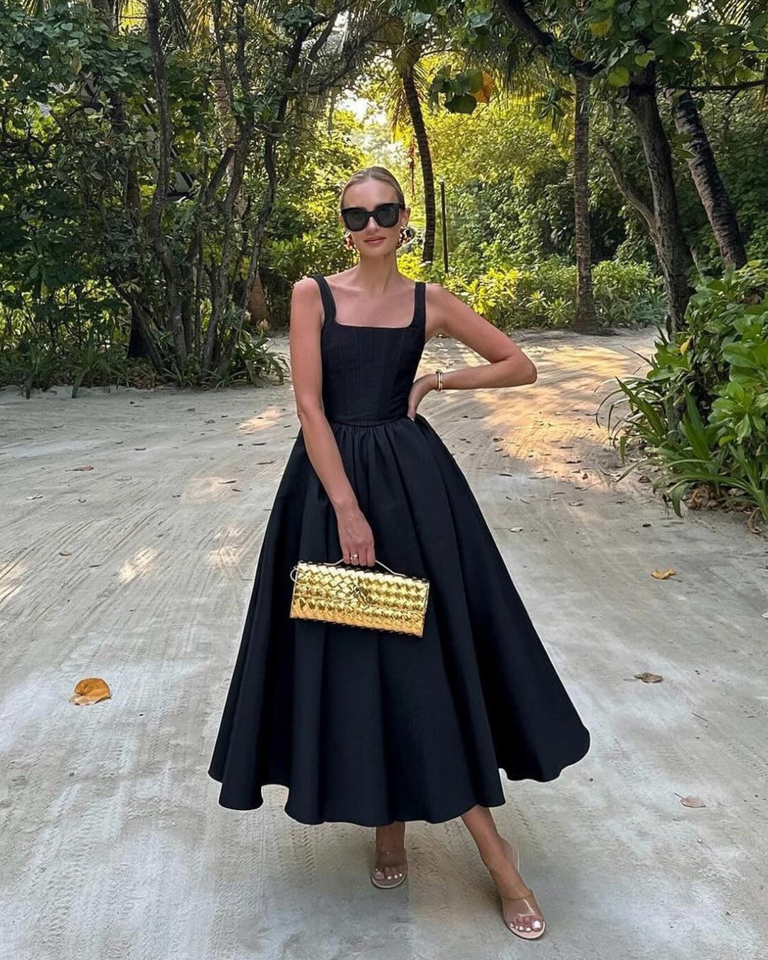 Francoise Midi Dress in Black, Women's Formal Midi Dress, midi formal dresses​, long black dress​