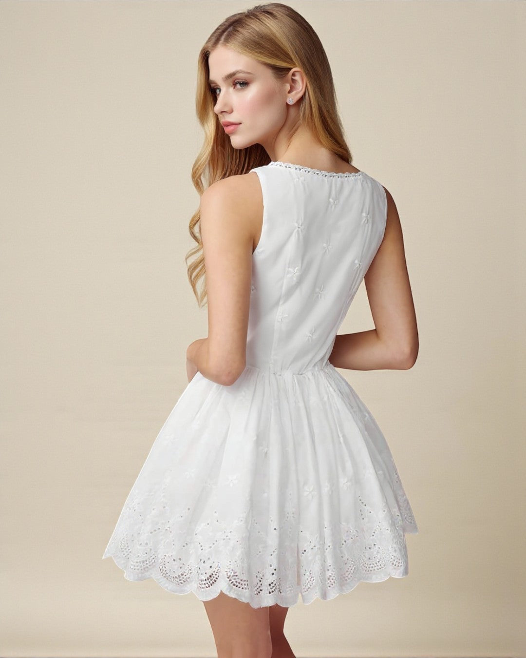 French-Inspired V-Neck Pleated Dress