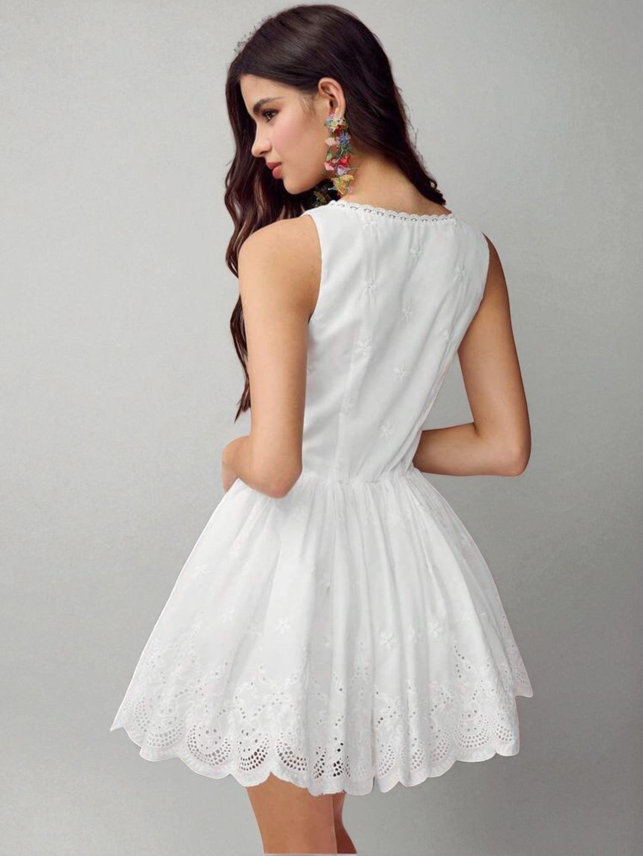 French-Inspired V-Neck Pleated Dress